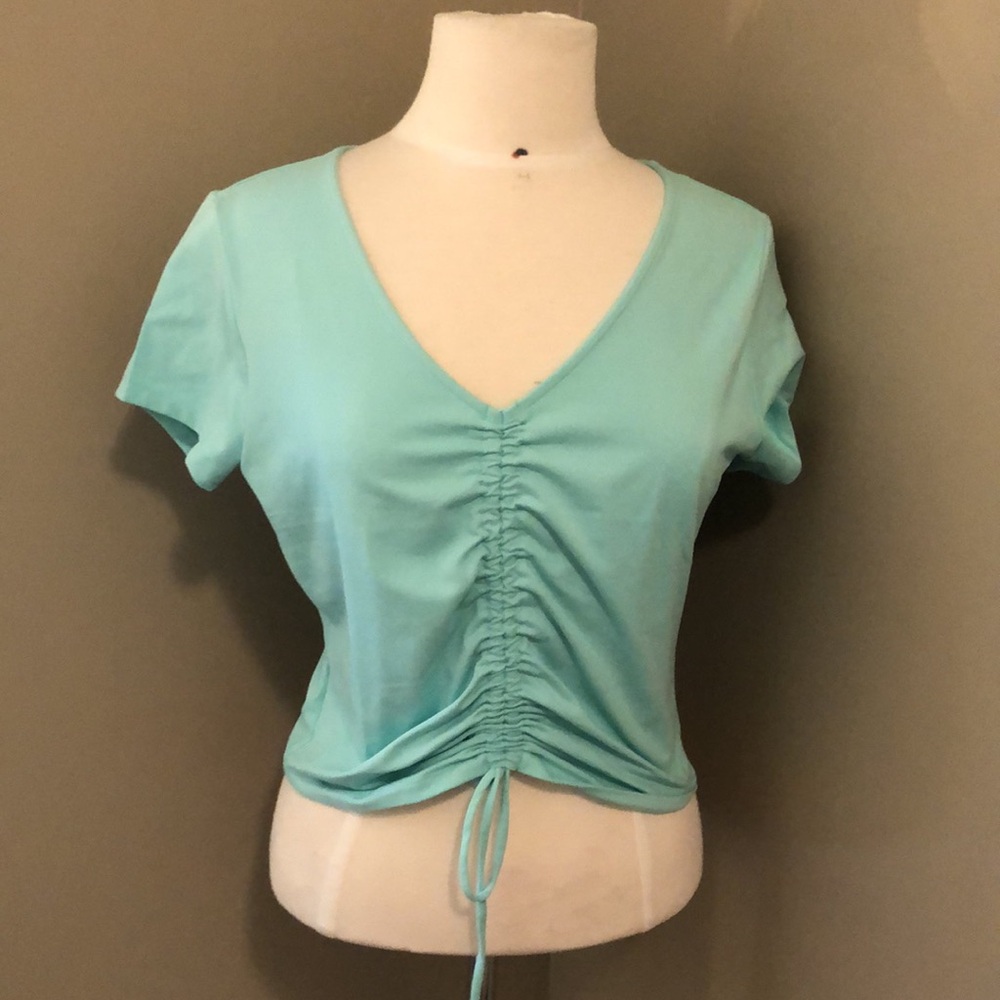 Fabletics Crop Top VNeck Gathered Front.